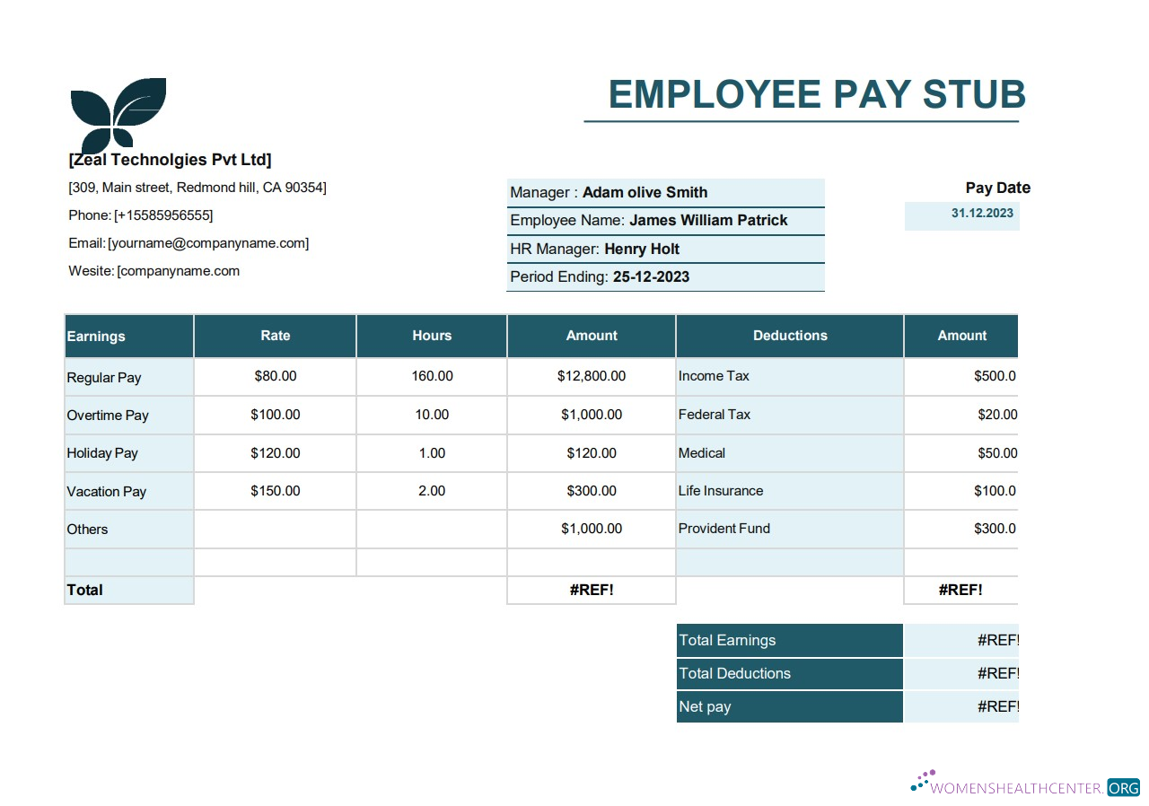 Download employee pay stub Word and PDF template, version 5 Photoshop template